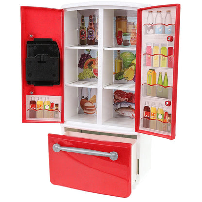 Bucatarie pentru papusi, 3 corpuri independente + 47 accesorii, efecte sonore si luminoase, 37x7,5x27 cm, culoare rosu