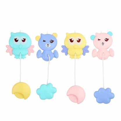 Carusel cu 516 sunete, telecomanda si proiectii Bufnita Inteleapta - roz pastel