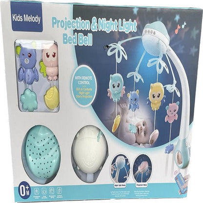 Carusel Muzical Giftry pentru patut, telecomanda, proiector, muzica si lumini, albastru