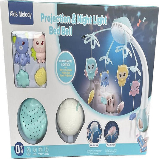 Carusel Muzical Giftry pentru patut, telecomanda, proiector, muzica si lumini, albastru