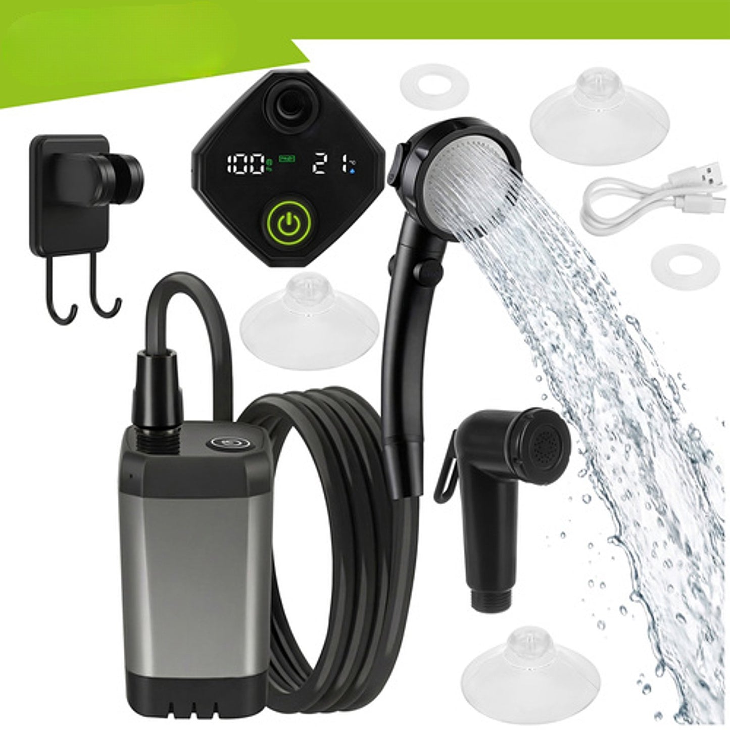 Dus portabil electric de calatorie idealSTORE, Baterie incorporata, Incarcare prin USB, Autonomie 6000mAh