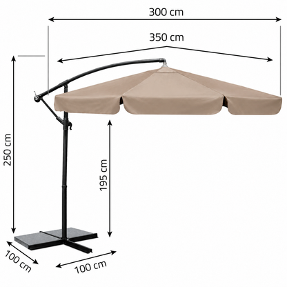 Umbrela de gradina si terasa reglabila idealSTORE, Dimensiune deschidere 3,5m, Structura metalica, Rezistenta Sporita (UV50+),Bej