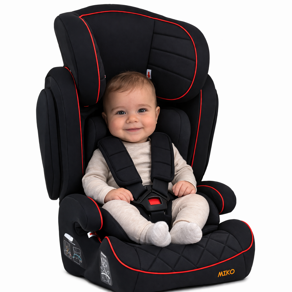 Scaun Auto Profesional Dedicat Pentru Copil Baby Jolie MIKO idealSTORE,Greutate 9-36 kg,Tetiera Reglabila,Negru