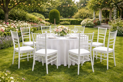 Set 6 Scaune Eveniment tip Chiavari idealSTORE Alb, 87 cm, Rezistent, Pentru Nunti, Restaurante si Gradini