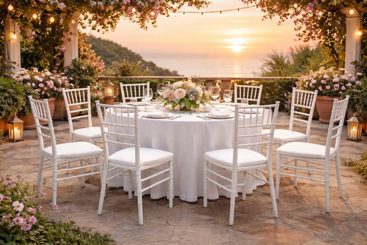 Scaun Evenimente tip Chiavari idealSTORE Alb, 87 cm, Rezistent, Pentru Nunti, Restaurante si Gradini