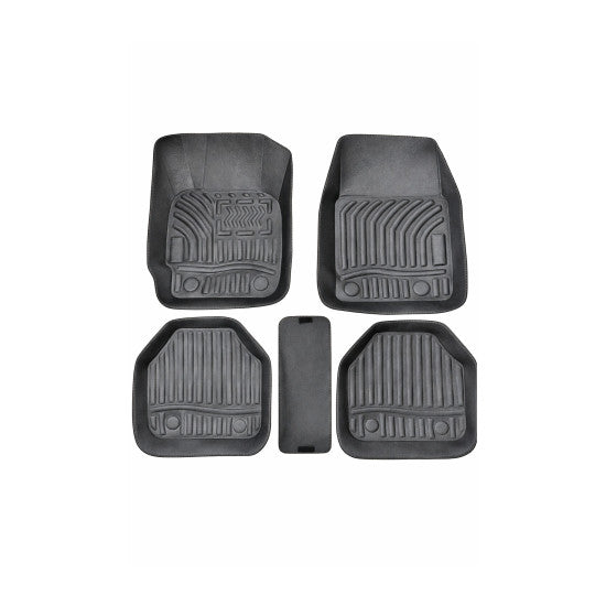 Covoare auto universale tip tavita idealSTORE, imitatie piele, set 5 piese cu tunel median