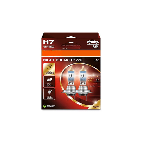 Bec auto H7 12V 55W OSRAM Night Breaker +220% idealSTORE, lumina alba intensa