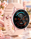 Ceas SmartWatch Lensa idealStore, Ecran HD 1.35', Notificari Apeluri/Mesaje/Aplicatii, Monitorizare Ritm Cardiac, Tensiune Arteriala, Oxigen din Sange, Moduri Sport, Momento Menstrual, Impermeabil, Roz