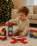 Set Inteligent de Constructie Intellectual Magnets 3D idealSTORE, Include 71 de Elemente Magnetice Multicolore, 4 Sasiuri Pentru Vehicule, Posibilitatea de a creea Forme Nelimitate, Educativ- Creativ, Magneti Puternici