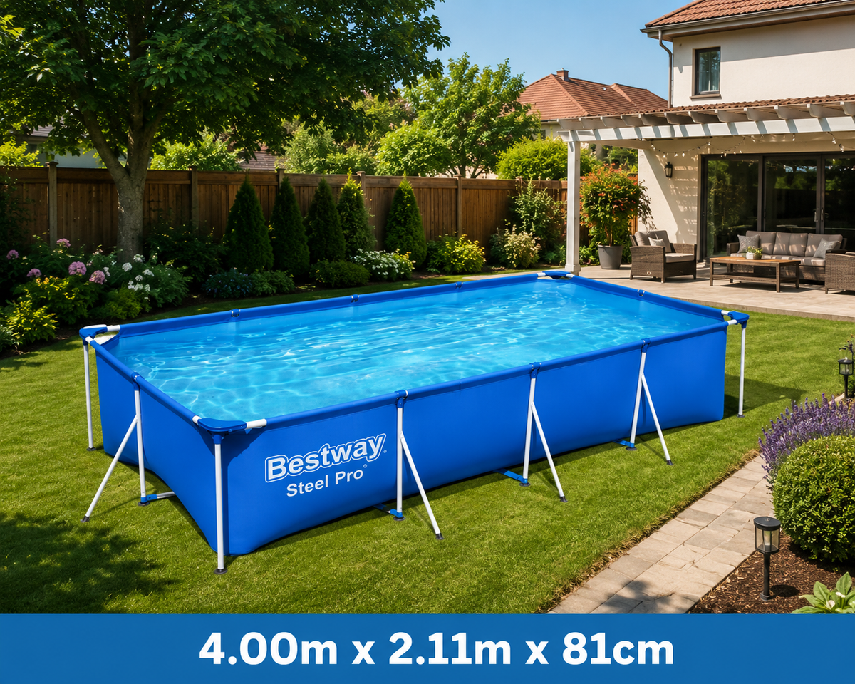 Piscina Bestway Steel Pro,Dimensiune 4.00m x 2.11m x 81cm, Cadru de otel