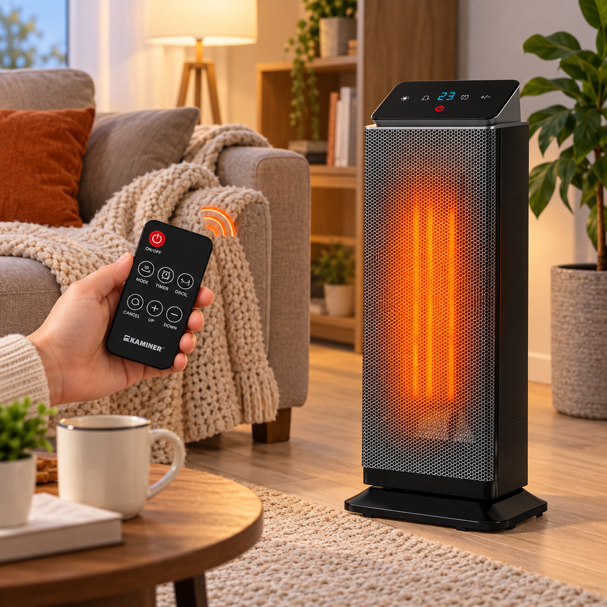 Radiator electric HotFire idealSTORE, Putere 2000w, Detine 2 trepte de putere, Termostat reglabil intre 10 °C-40°C