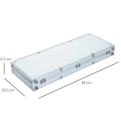 Set de Poker Homcom, 300 jetoane, Carcasa din aluminiu, Argintiu