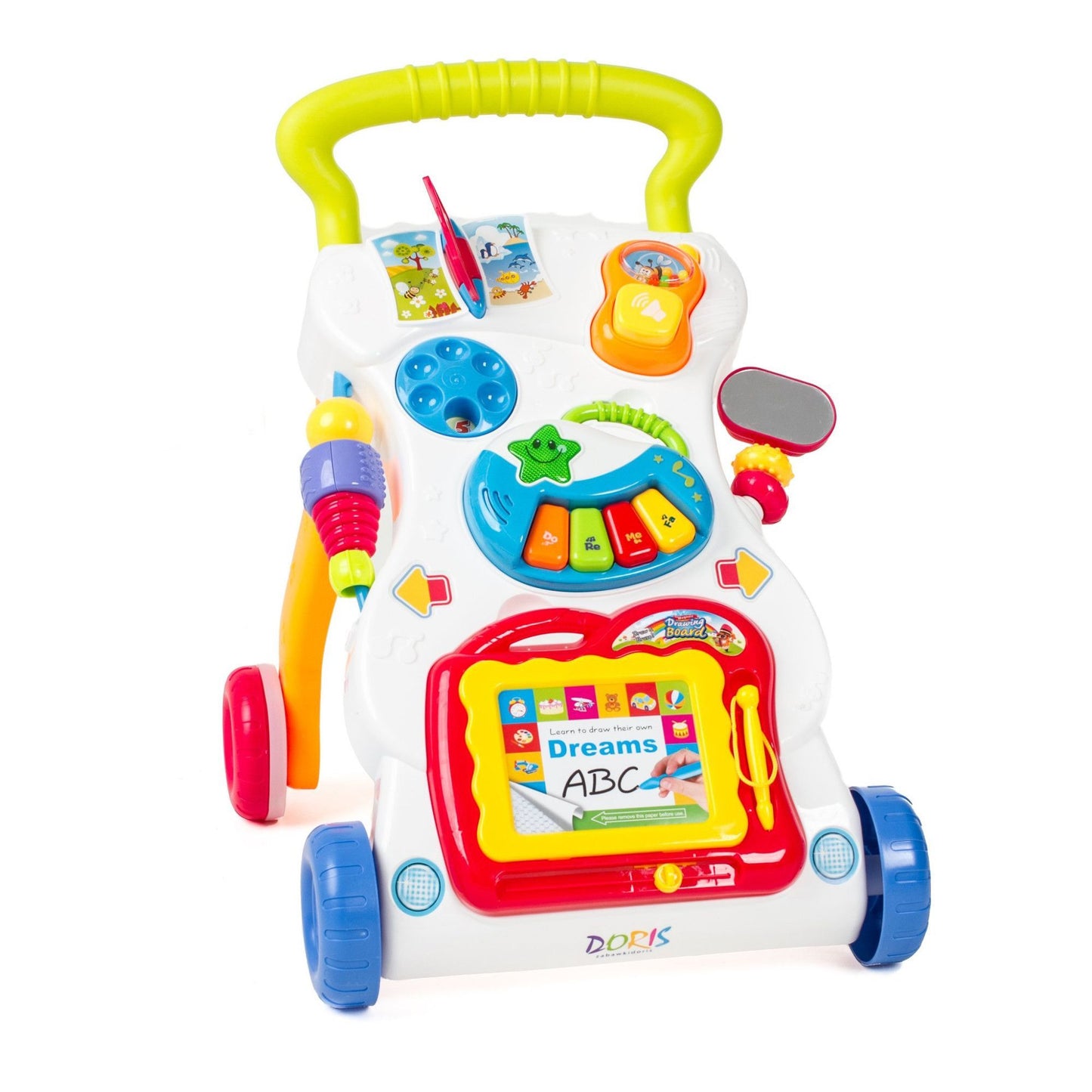 Premergator 2 in 1, Centru de Activitati in limba engleza cu Lumini si Sunete, Pian, Telefon, Tabla de scris, Multicolor