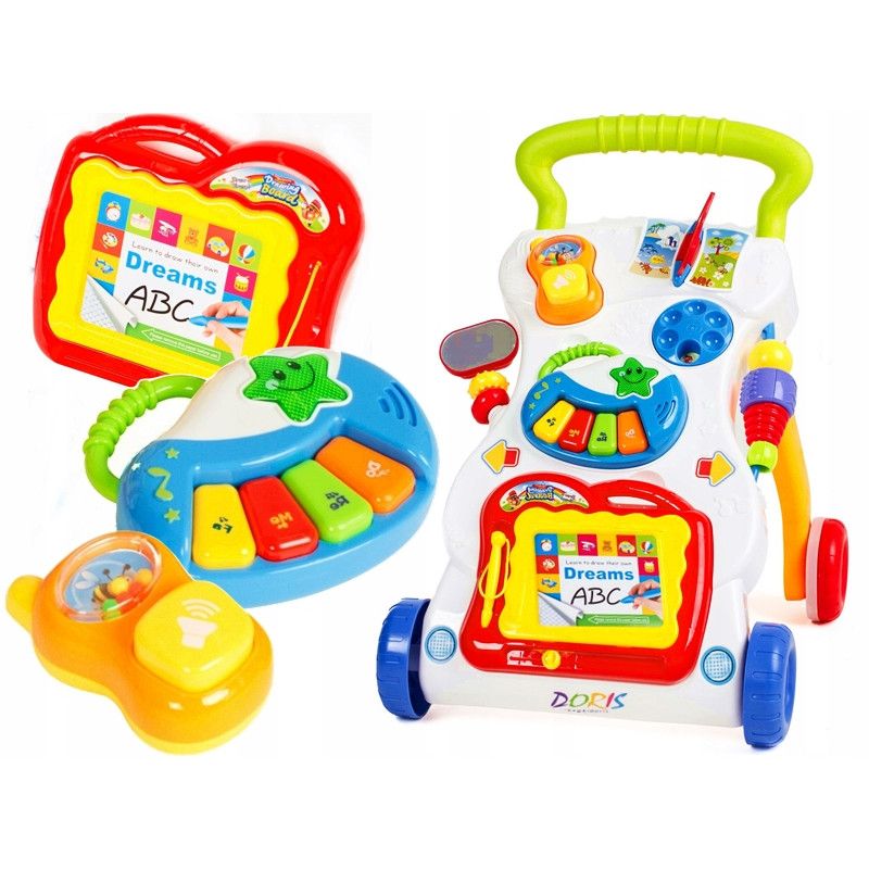 Premergator 2 in 1, Centru de Activitati in limba engleza cu Lumini si Sunete, Pian, Telefon, Tabla de scris, Multicolor