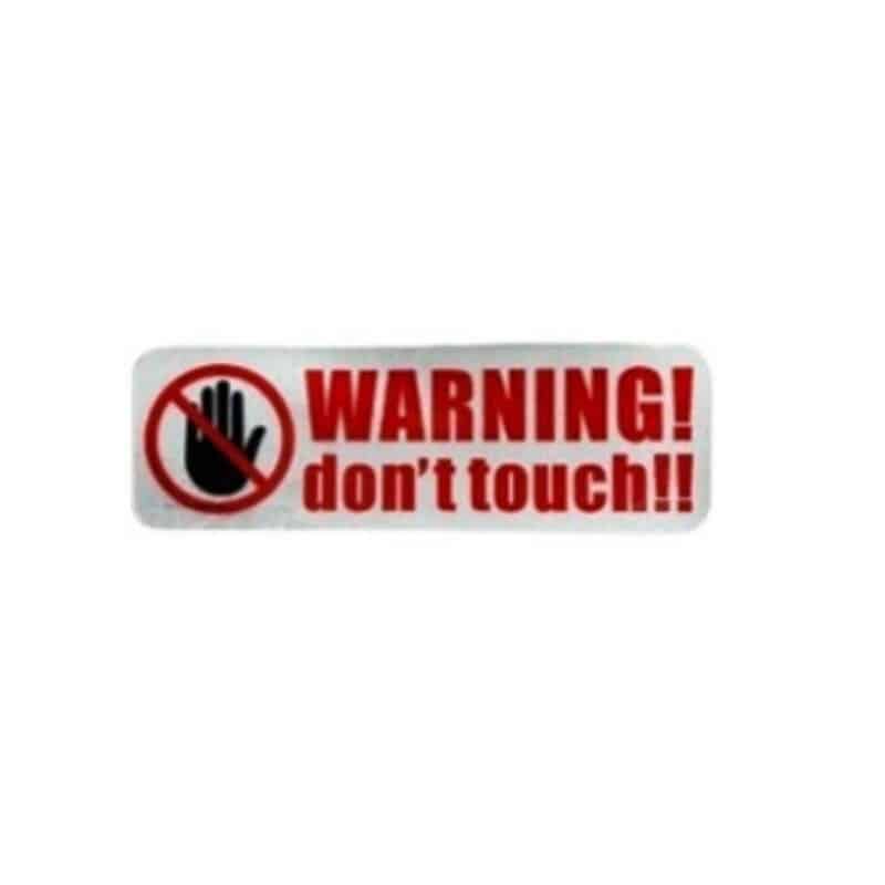 Abtibild WARNING DON'T TOUCH idealStore, Dimesiune 3X9CM, Super Adeziv, Alb Rosu