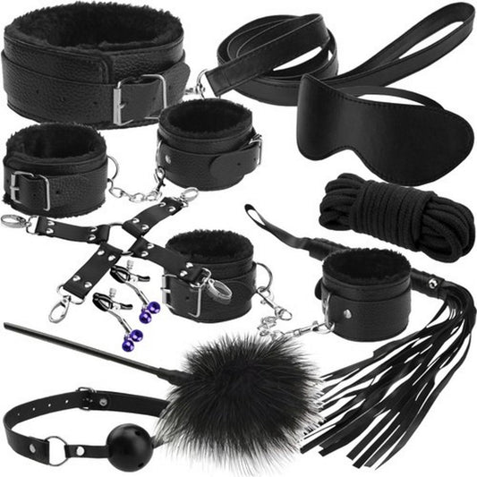 Set 12 Jucarii Erotice IdealStore cu Catuse, Mansete, Masca Ochi si Accesorii Bondage
