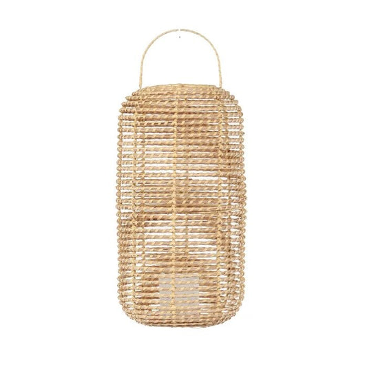 Accesoriu Decorativ idealSTORE, Suport Lumanare, cu Agatatoare, Material Poliratan, pentru Decorarea Terasei si a Gradinei, Culoare Maro Deschis, 30 x 30 x 44 cm (L x l x h)
