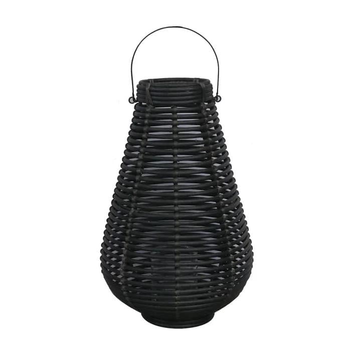 Accesoriu Decorativ idealSTORE, Suport Lumanare, cu Agatatoare, Material Poliratan, pentru Decorarea Terasei si a Gradinei, Culoare Maro Inchis, 24 x 30 cm