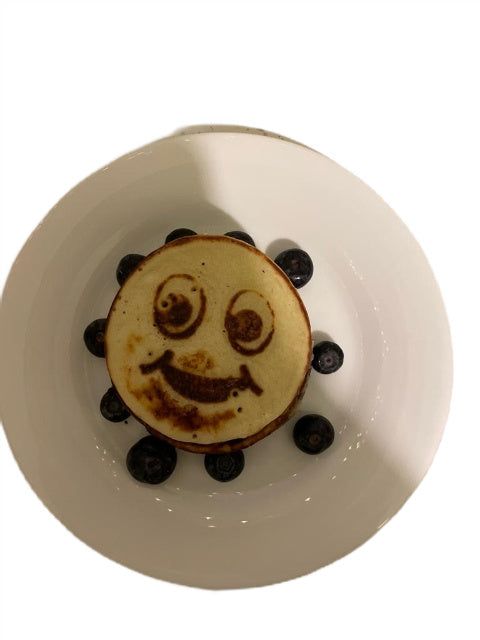 Tigaie antiaderenta pentru mini clatite, mic dejun, Smiley Face- 7 forme, pentru copii, neagra