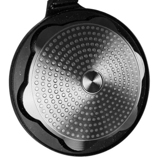 Tigaie antiaderenta pentru mini clatite, mic dejun, Smiley Face- 7 forme, pentru copii, neagra