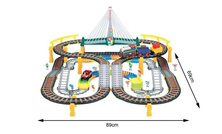 Set Joc Pista de Curse 2-in-1 cu Masina si Trenulet