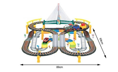 Set Joc Pista de Curse 2-in-1 cu Masina si Trenulet