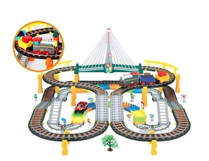 Set Joc Pista de Curse 2-in-1 cu Masina si Trenulet