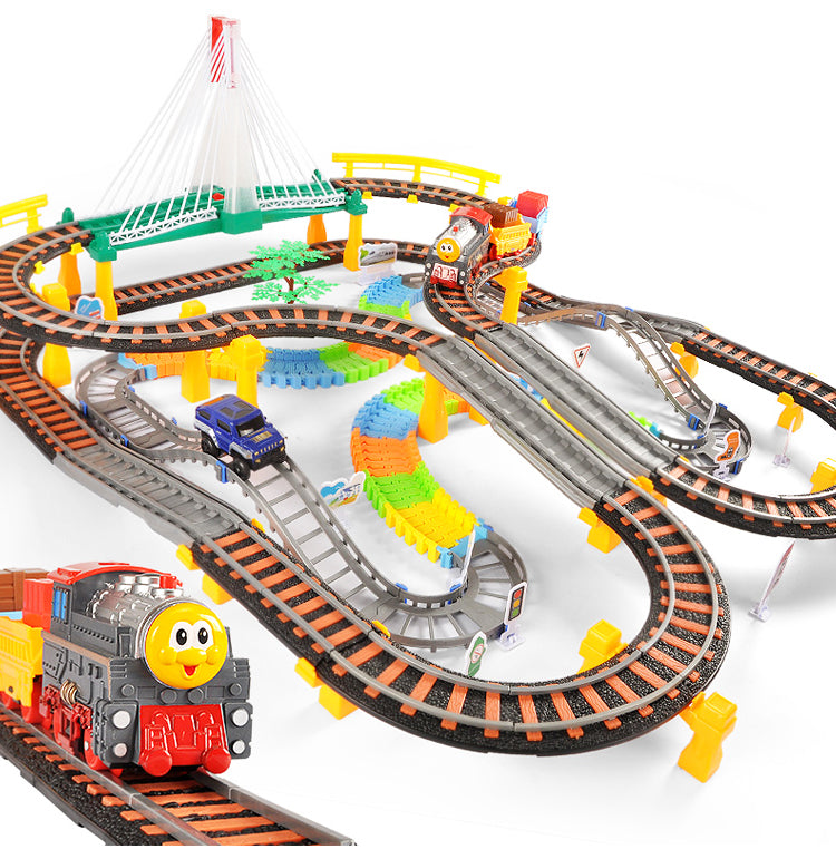 Set Joc Pista de Curse 2-in-1 cu Masina si Trenulet