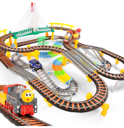 Set Joc Pista de Curse 2-in-1 cu Masina si Trenulet