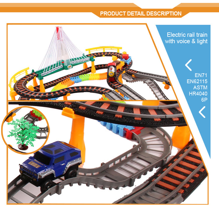 Set Joc Pista de Curse 2-in-1 cu Masina si Trenulet