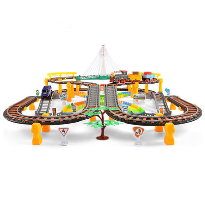 Set Joc Pista de Curse 2-in-1 cu Masina si Trenulet