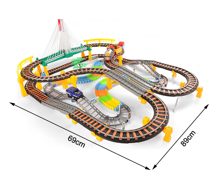 Set Joc Pista de Curse 2-in-1 cu Masina si Trenulet