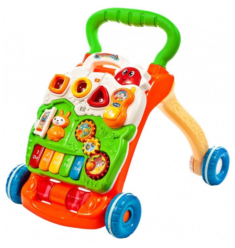 Antemergator cu jucarii Hug04, roti din silicon, antiderapante, multicolor