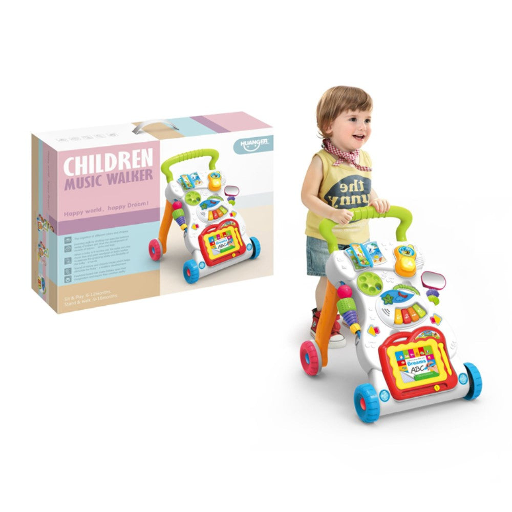 Premergator Baby Walker, multifunctional, pentru bebe, 7 jucarii montabile, Alb