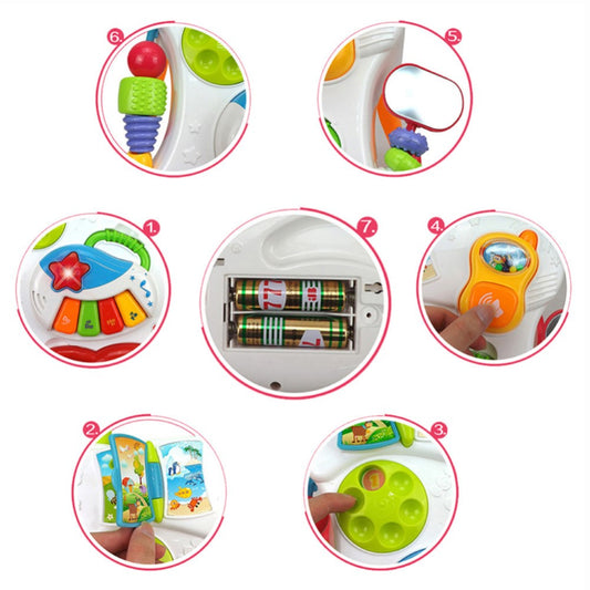 Premergator Baby Walker, multifunctional, pentru bebe, 7 jucarii montabile, Alb