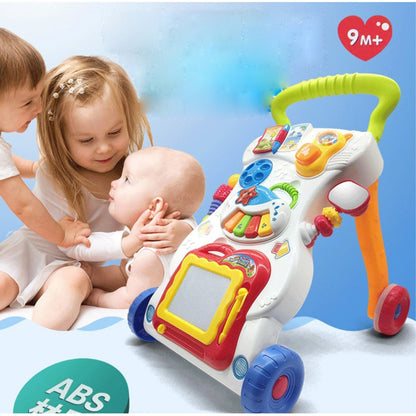 Premergator Baby Walker, multifunctional, pentru bebe, 7 jucarii montabile, Alb