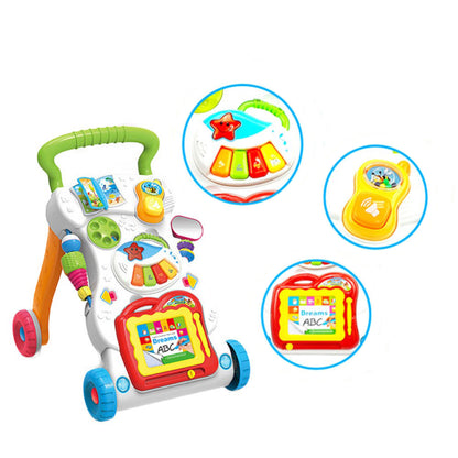 Premergator Baby Walker, multifunctional, pentru bebe, 7 jucarii montabile, Alb