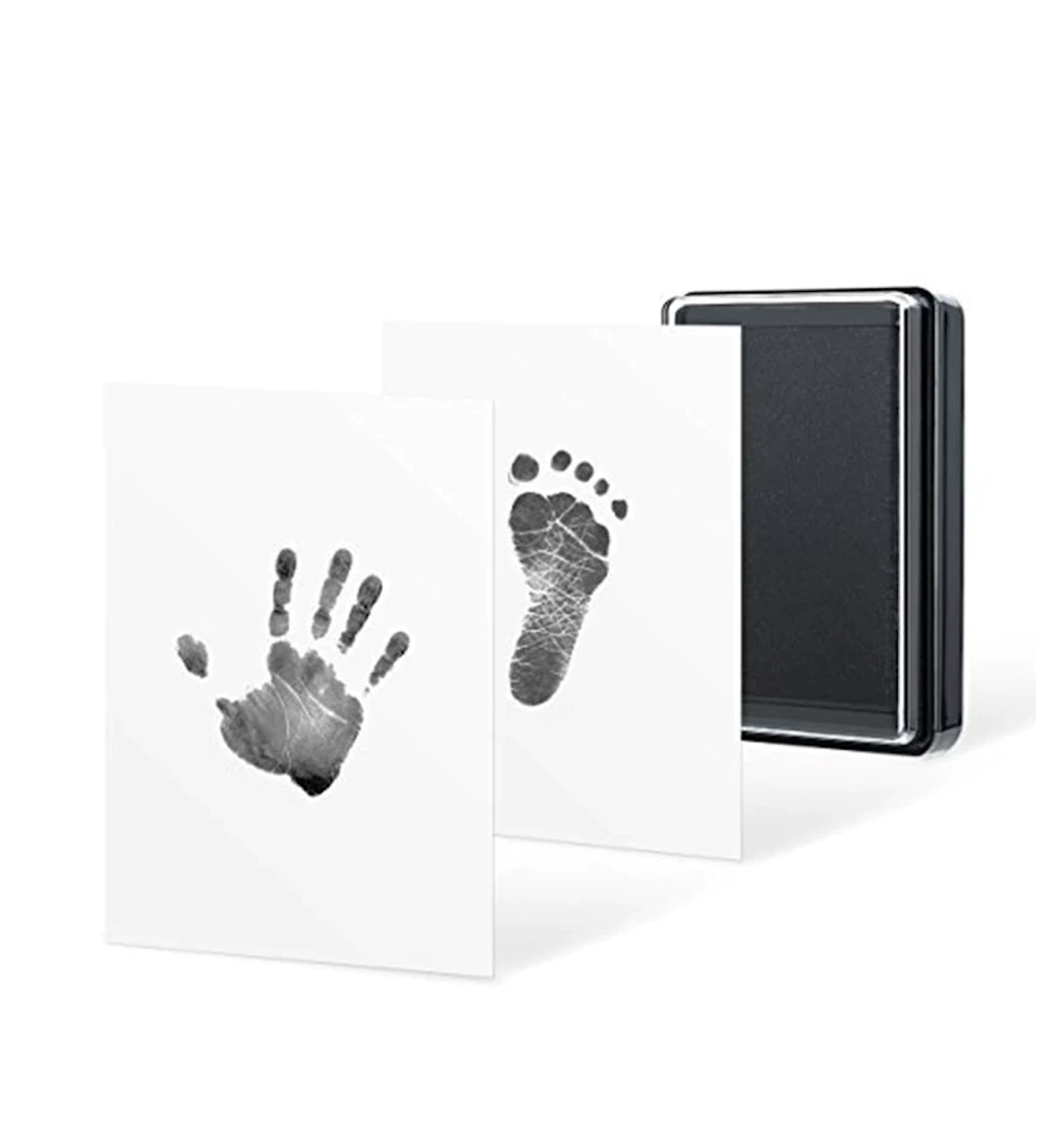 Kit amprenta cu tus non -toxic, pentru maini si picioare bebelusi, alb negru