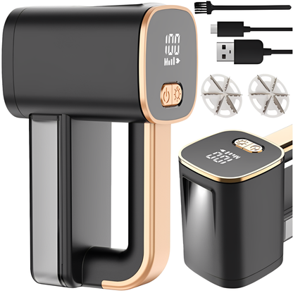 Aparat electric pentru curatarea scamelor haine idealSTORE, reincarcabil USB-C, afisaj digital, 6 lame inox, 3 viteze