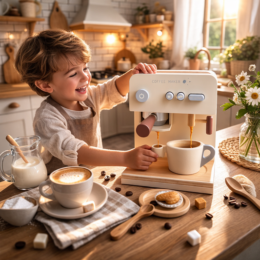 Aparat de cafea pentru copii din lemn Deluxe Barista Ideal Store