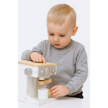 Aparat de cafea Montessori din lemn pentru copii Little Barista