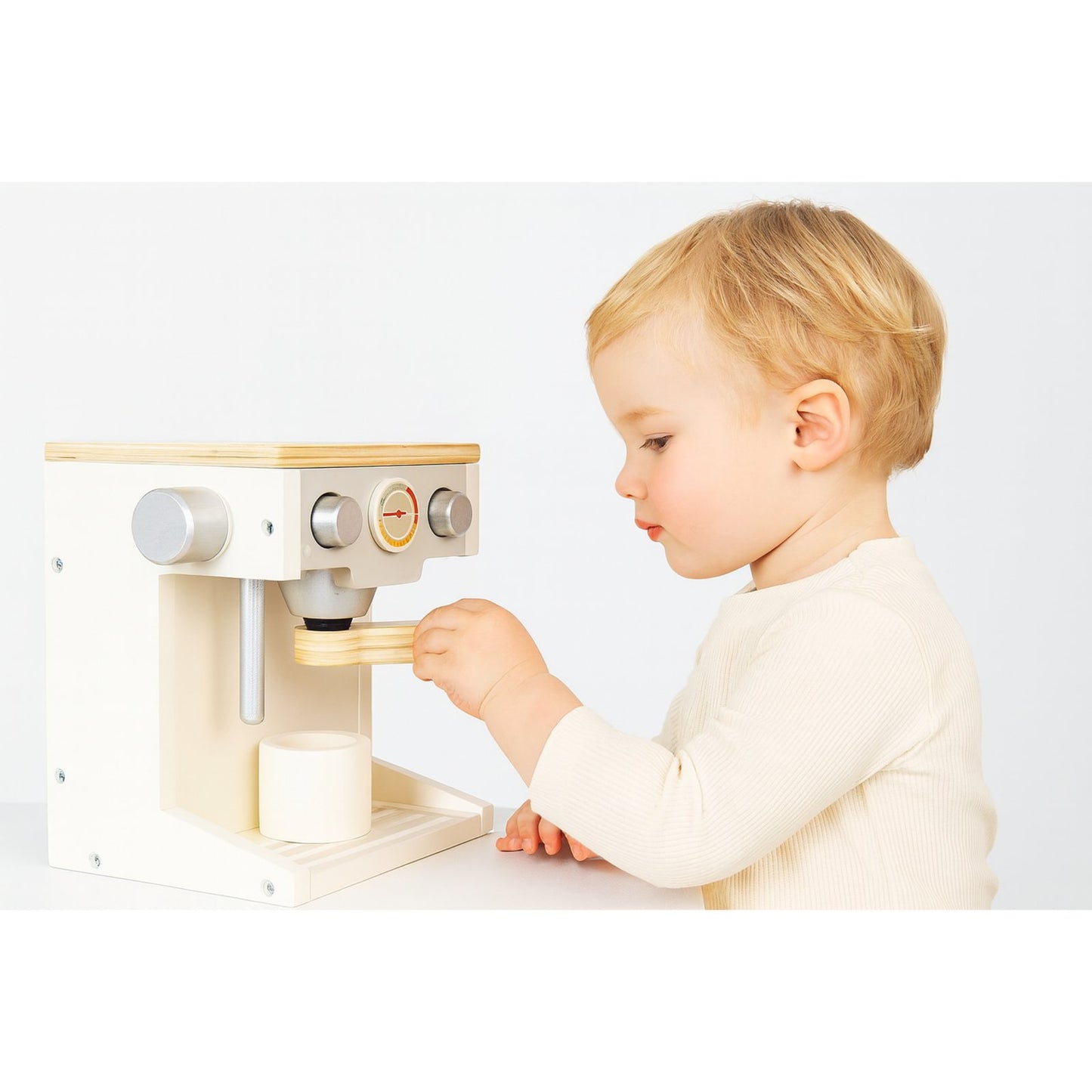 Aparat de cafea Montessori din lemn pentru copii Little Barista