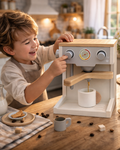 Aparat de cafea Montessori din lemn pentru copii Little Barista