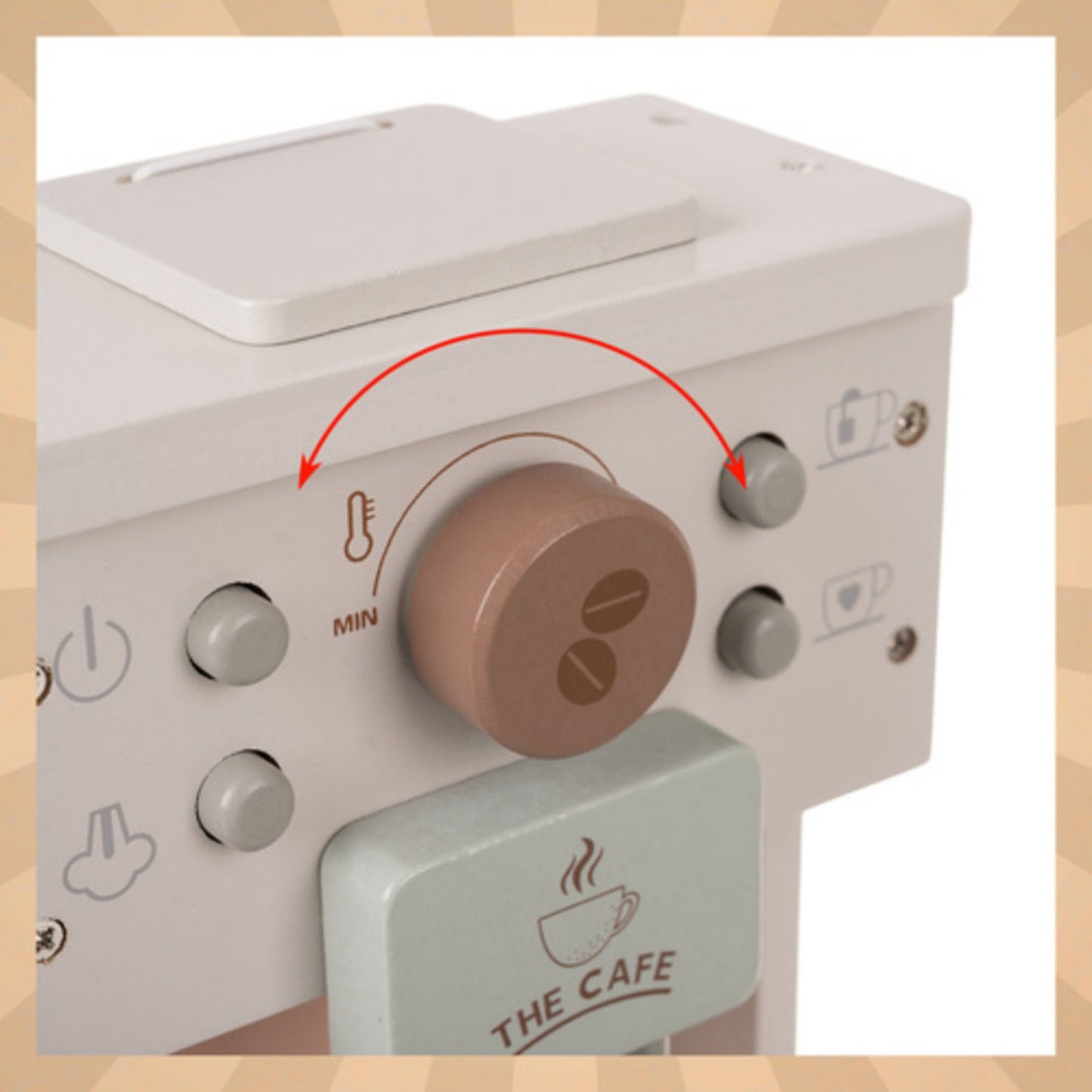 Aparat de Cafea din Lemn idealSTORE pentru Copii cu Accesorii