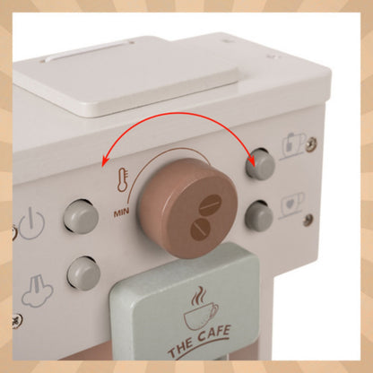 Aparat de Cafea din Lemn idealSTORE pentru Copii cu Accesorii