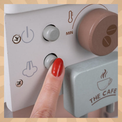 Aparat de Cafea din Lemn idealSTORE pentru Copii cu Accesorii