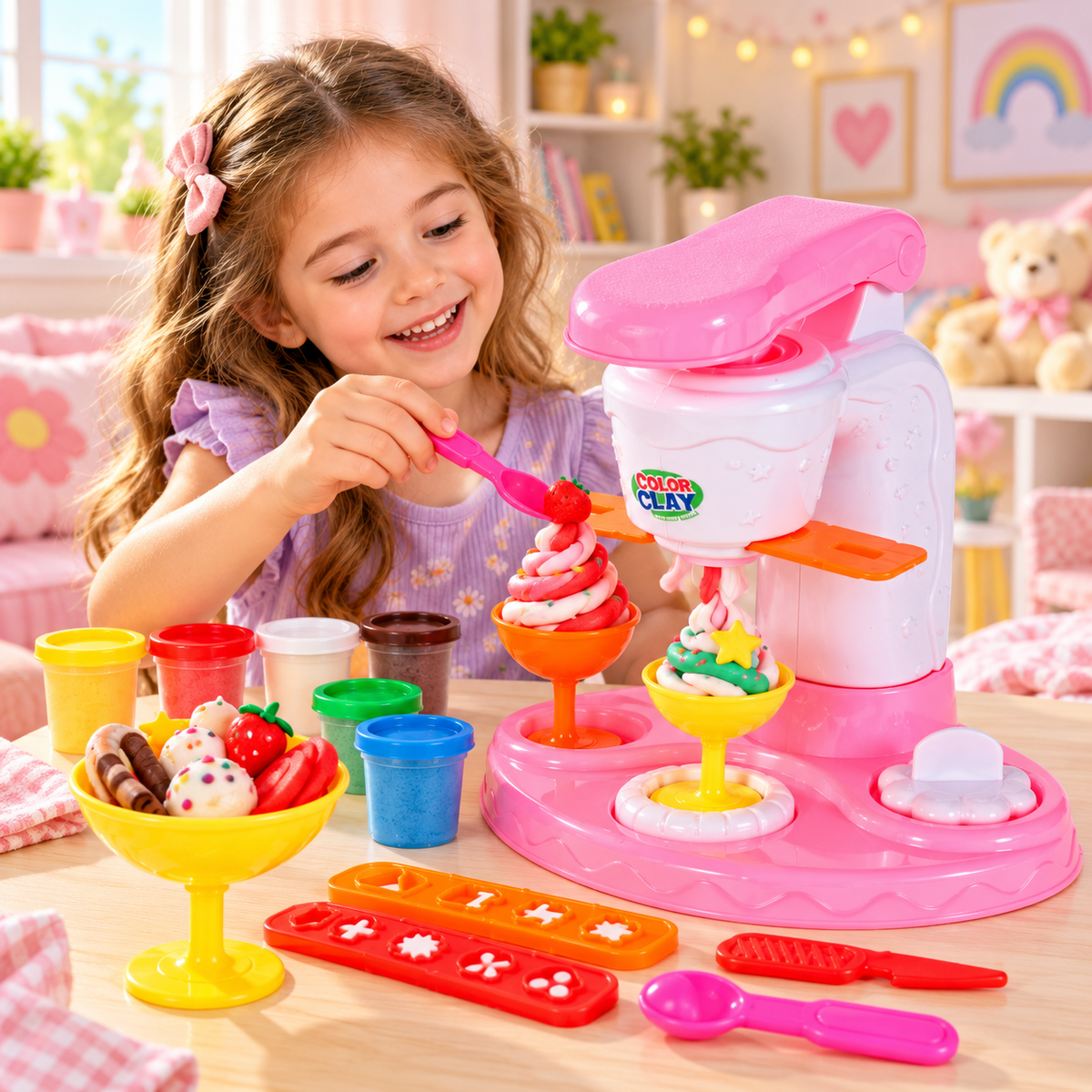 Aparat pentru fabricarea Deserturilor idealSTORE, Mica Gospodina, Dimensiune 17.5 x 11.5 x 18 cm, Dezvolta abilitatile manuale, gandirea creativa si imaginatia prin joc, Accesorizat cu elemente simbolice, Abilitatea de a amesteca cookie-urile