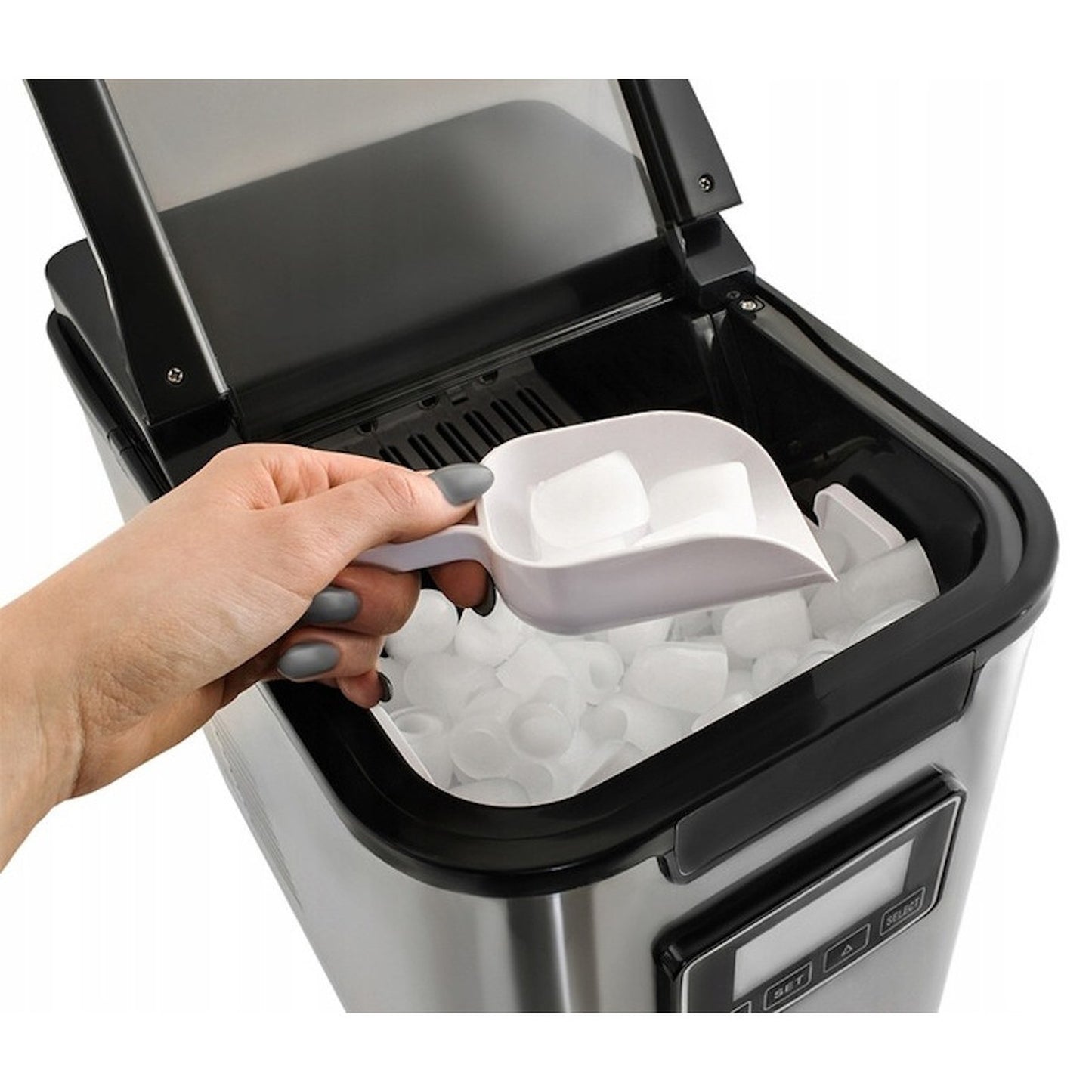 Masina de cuburi de gheata IdealStore 12 kg/zi, 3 dimensiuni, autocuratare, afisaj LCD