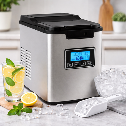 Masina de cuburi de gheata IdealStore 12 kg/zi, 3 dimensiuni, autocuratare, afisaj LCD