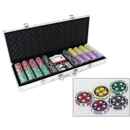 Set Joc de Poker cu 500 Jetoane tip Euro si Valiza Metalica + Accesorii Complete